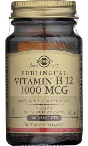 Vitamin B12 Sublingual  1000 Mcg  100 Pastillas De Solgar