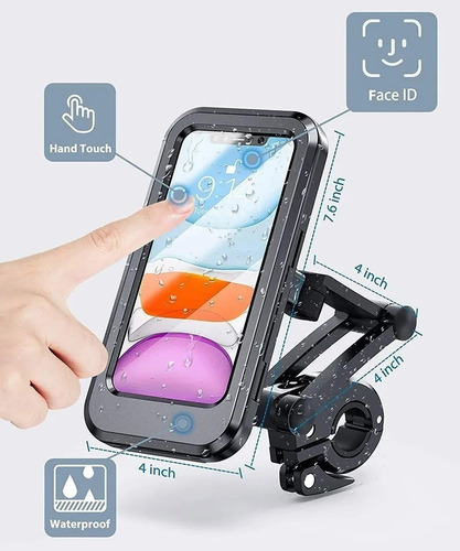 Imagen 8 de 10 de Soporte Holder Bolso Porta Celular Moto Impermeable Magnetic