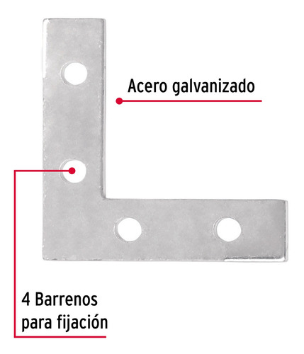Escuadras Planas Cantoneras 2'x2' Bolsa C/24 Piezas
