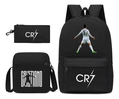 Conjunto De Três Peças De Mochila Escolar Football Star Cr7