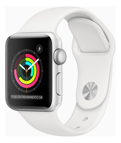 Apple Watch  Series 3 (GPS) - Caja de aluminio plata de 38 mm - Correa deportiva blanco - Distribuidor Autorizado