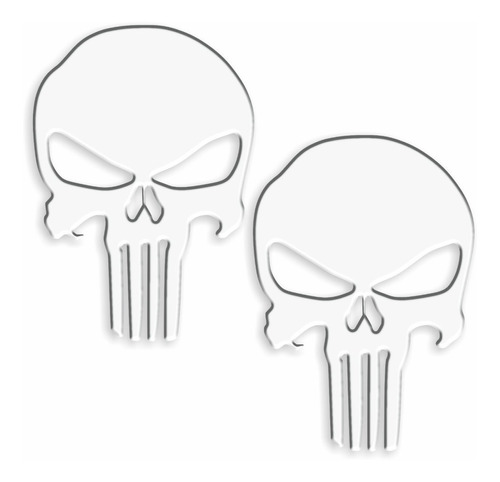 Par Adesivos Punisher Carro Moto Branco Resinados Res27