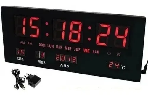 Reloj Led Digital Empresa Temperatura Oficina Modelo Grande