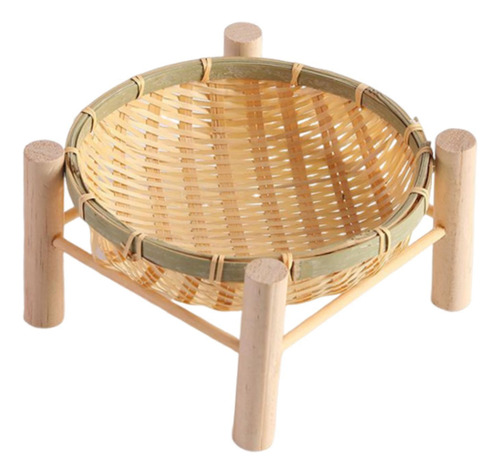 Bandeja De Cesta De Bambú, Bandeja Para Servir, 18cm Madera
