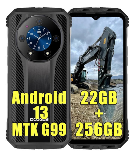 Doogee S110 Teléfono Móvil Resistente, 10800mah 66w Impermeable Smartphone, Mtk G99 20gb+256gb Android 13 Celular Resistente, 50mp+24mp +visión