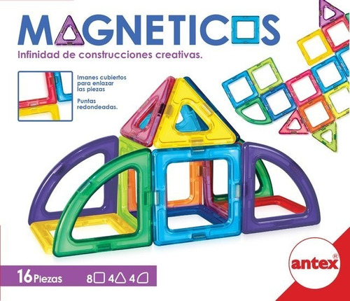 Imagen 1 de 5 de Bloques Magnético Imán Tipo Magnific 16 Piezas Antex Educand