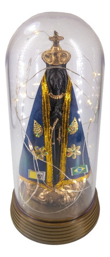 Luminária Nossa Senhora Aparecida Do Norte Cúpula Redoma G Cor da cúpula Azul-marinho Cor da estrutura Ouro-envelhecido