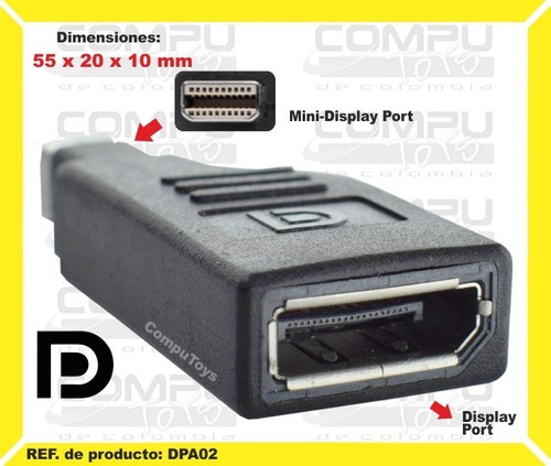 Displayport A Mini Dp Conversor H/m Ref Dpa02 Computoys Sas 