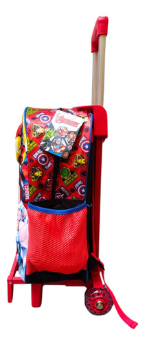 Mochila Con Carro Primaria Marvel Avengers Hulk Thor 3d Ruz Rojo Impresion 3d