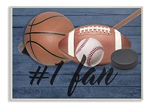 The Kids Room By Stupell # 1 Fan Sports Plank Placa De Pared