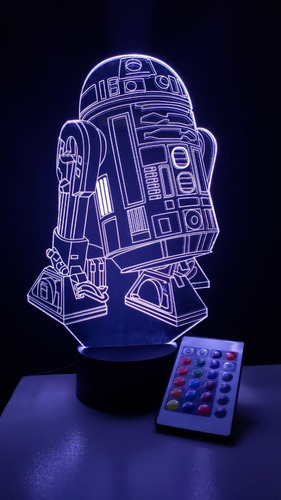 Imagen 5 de 8 de Lampara Led 3d Con Control R2-d2