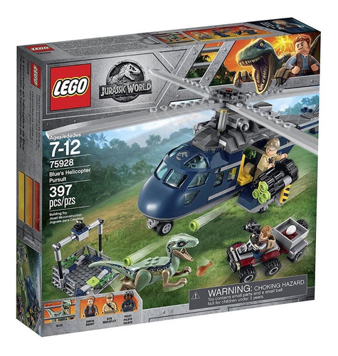 Lego Jurassic World Persecucion En Helicoptero De Blue 75928