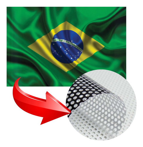 Adesivo Perfurado Bandeira Brasil - Multi Opção De Aplicação