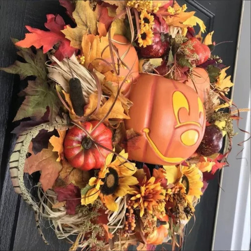 . Nuevo Otoño Halloween Calabaza Corona Decoración 2024