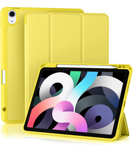 Funda iPad Air 4 Akkerds Soporte Lápiz Rígido Amarillo