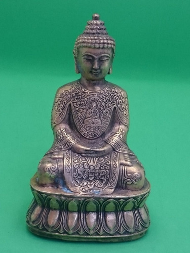 Estátua Buda Em Flor De Lotus 13 Cm De Altura Por 7,3 Cm