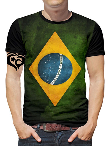 Camiseta Do Brasil Masculina Bandeira Blusa Flag1