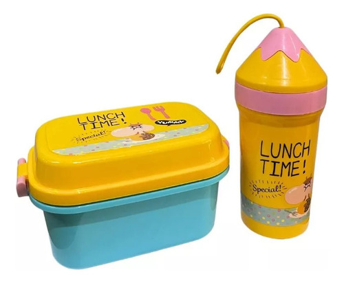 Set Lonchera Táper + Botella Para Jugo Colación Infantil