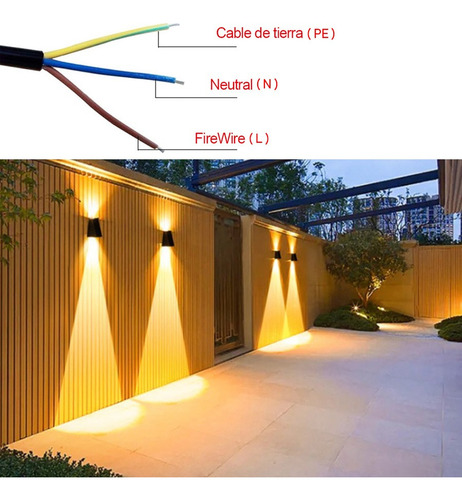 4pz Lámpara De Pared Led 6w Impermeable Foco Blanco Cálido Negro