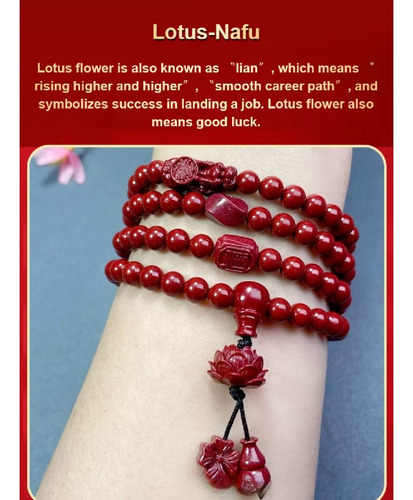 Pulsera Bermellón Con Cuentas De Buda Lotus 108