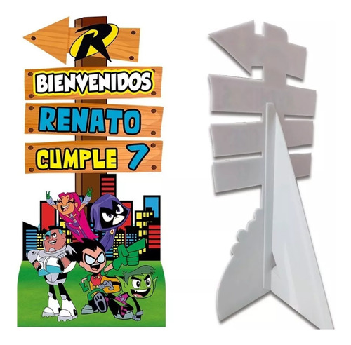 Figura Coroplast Letrero Bienvenida 1m Teen Titans Go