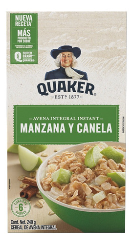 2 Pzs Quaker Avena Instantánea Manzana Canela 240gr