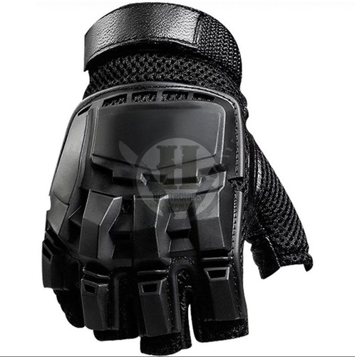 Guantes Tacticos Airsoft Sin Dedos Negro Proteccion Nudillos