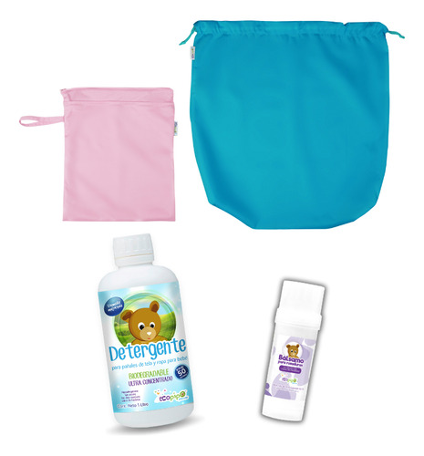 Kit Bolsas Para Pañales Ecológicos + Detergente + Bálsamo