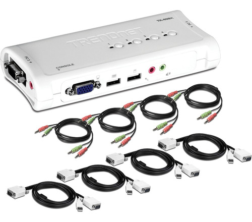 Trendnet Tk-409k, Switch Kvm 4 Puertos Usb Audio, Con Cables