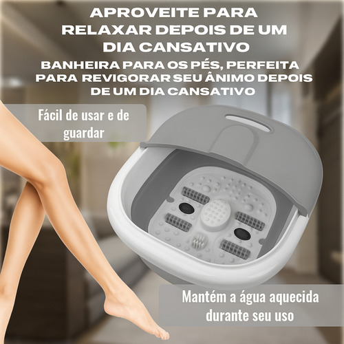 Hidromassageador Para Pés Elétrico, Spa Dos Pés Com Bolhas, Aquecimento E Infravermelho, Roletes Massageadores - 127v