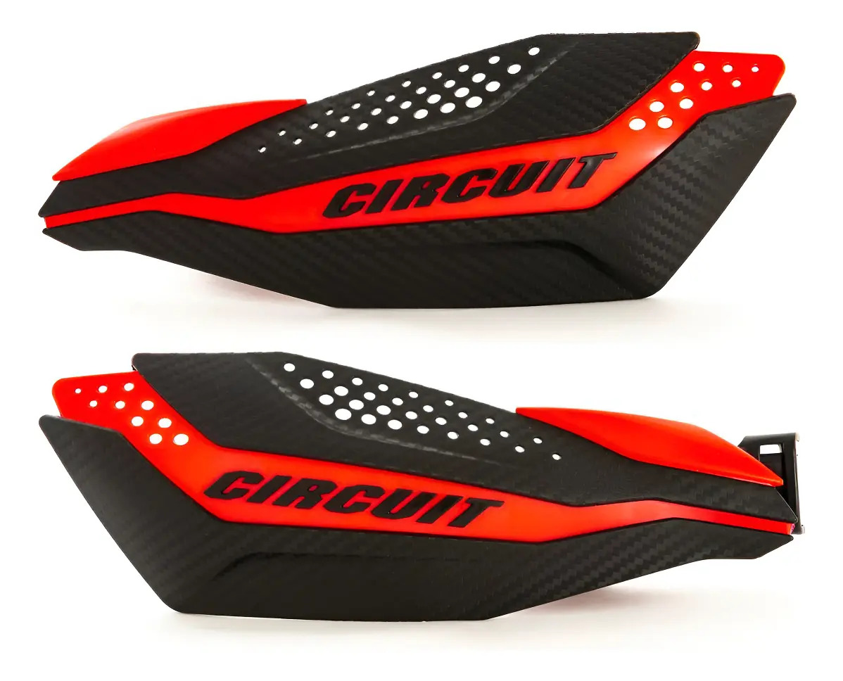 Protetor De Mão Circuit Dakar Motocross Cores Universal Par Cor Carbon/Vermelho Fluorescente