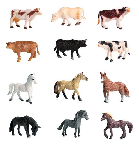 12 Figuras De Animales De Pasto, Juguete, Regalo Para El Día