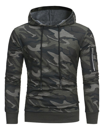 Moda Hombre Con Capucha Chaqueta Suéter Camuflaje Ocasional