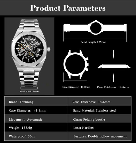 Reloj Mecánico Automático Forsining 344d Skeleton Gift Para