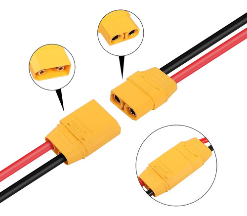 Conector Solar Cable Xt90 12awg 1m Xt90 Hembra 45a Cab...