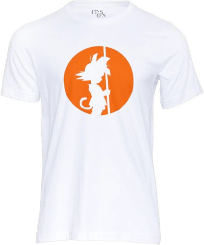 Playera Goku De Niño Con Báculo Mágico En Circulo Naranja.