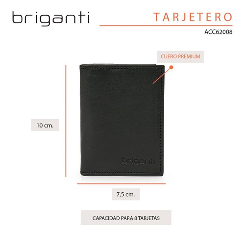 Imagen 5 de 10 de Tarjetero Cuero Porta Documento Organizador Briganti Tarjeta