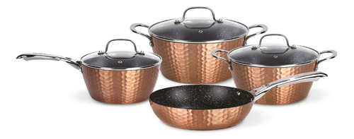 Batería De Cocina Antiadherente Copper 7 Piezas Simplit Color Dorado