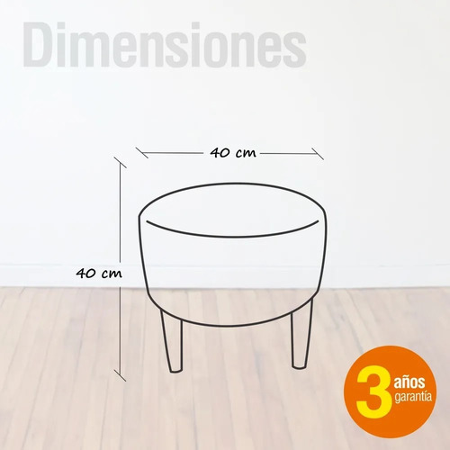 Puff Banqueta Nórdica 40 Cm - Diseño Genérico Chic Blanco