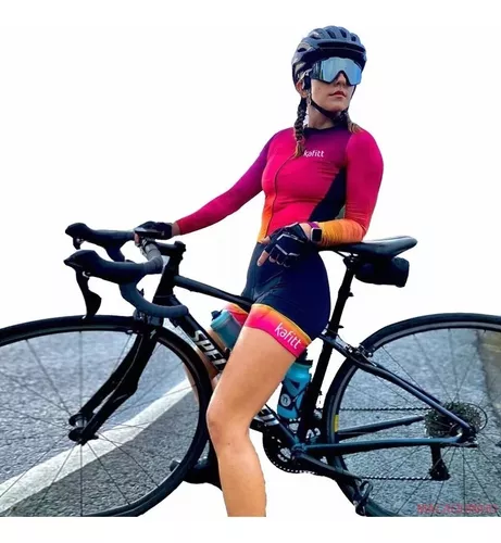 Kafitt Maillot Ciclismo Mujer Mono Manga Larga Protección Uv