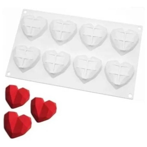 Molde Corazón Diamante 3d Geométricos Chocolate 8 Cavidades