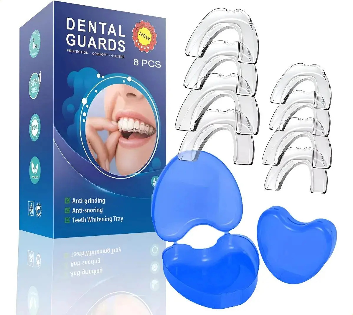 Guarda Dental Chuayuctu Bruxismo 8 Piezas Protector Boca Anti Roncar