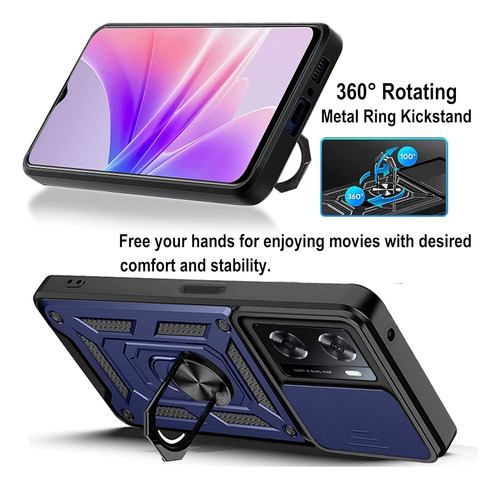 Funda Para Oppo A57/a77 Uso Rudo Cámara Carcasa+mica Azul Oppo A57 4g/5g/ A77 4g/5g/ A57e 4g / A57s 4g