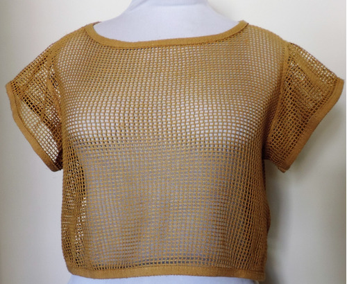 Polera Crop Malla Mostaza Esprit