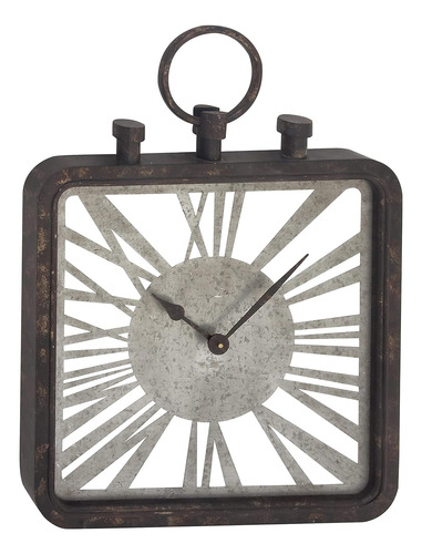 98150 Reloj De Pared De Metal, 27  X 19 , Negro/gris