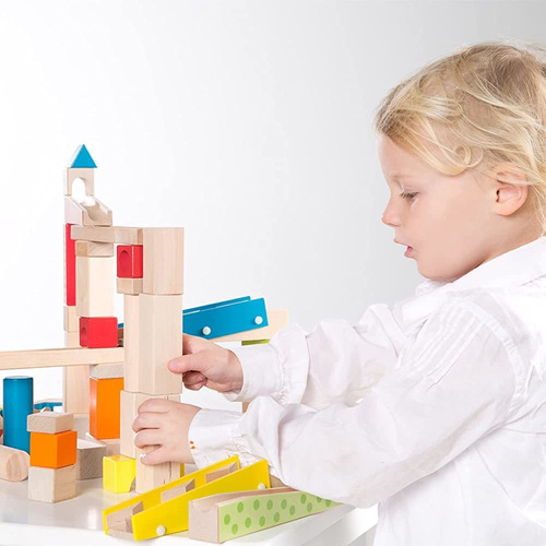 Roba Wooden Marble Run Set - 100 Piezas, 20 Canicas De Vidri