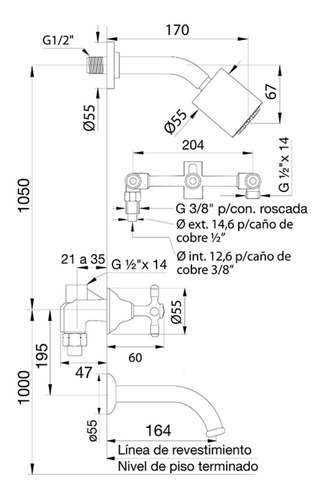 Juego Kit Griferia Baño Completo Fv Newport 0900.03/b2p Cr