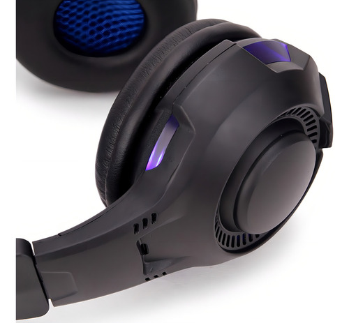 Auriculares Gamer IG-v8 profesionales con luz LED de color negro con azul