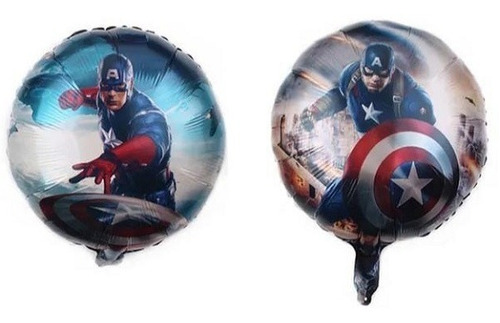 15 Globos  Del Capitan America 18 Pulgadas +15 Portaglobos