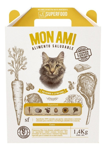 Alimento Mon Ami Alimentos Saludables para gato adulto sabor mix en bolsa de 1.4 kg